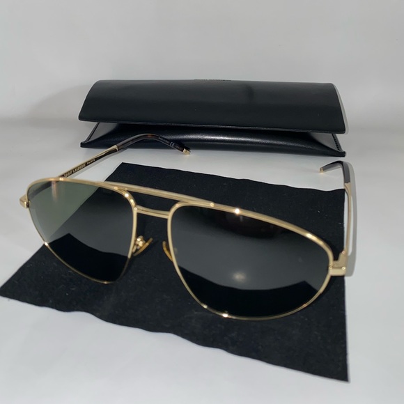 YSL SAINT LAURENT SL211 Unisex Pilot Metal 60mm Sunglasses in Gold/Green S2013 - Picture 3 of 16
